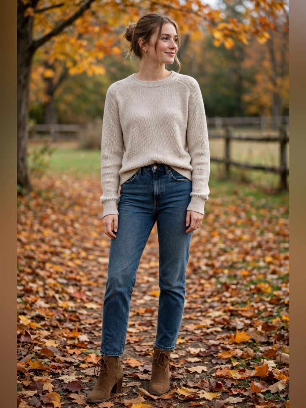 Banana Republic Women's Light Cream Crewneck Knit Sweater - Medium